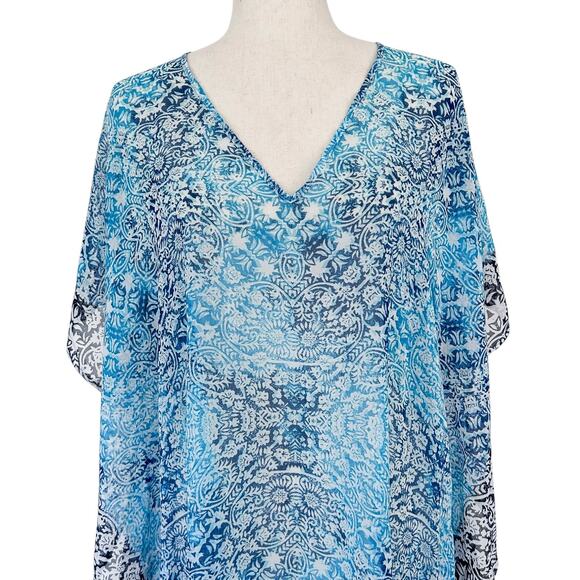 Tommy Bahama Women's Sheer Swim Coverup Blue Size Small‎ Tropical Vacation - Picture 3 of 9